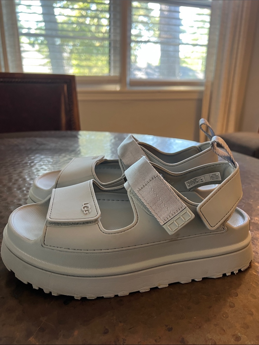 UGG Light Blue Platform Velcro Sandals